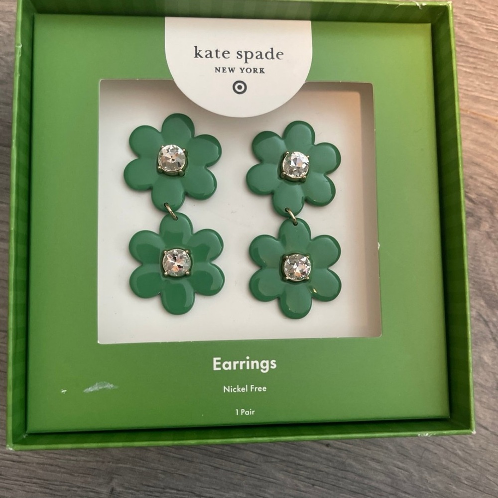 Kate Spade Green Flower Drop Earrings